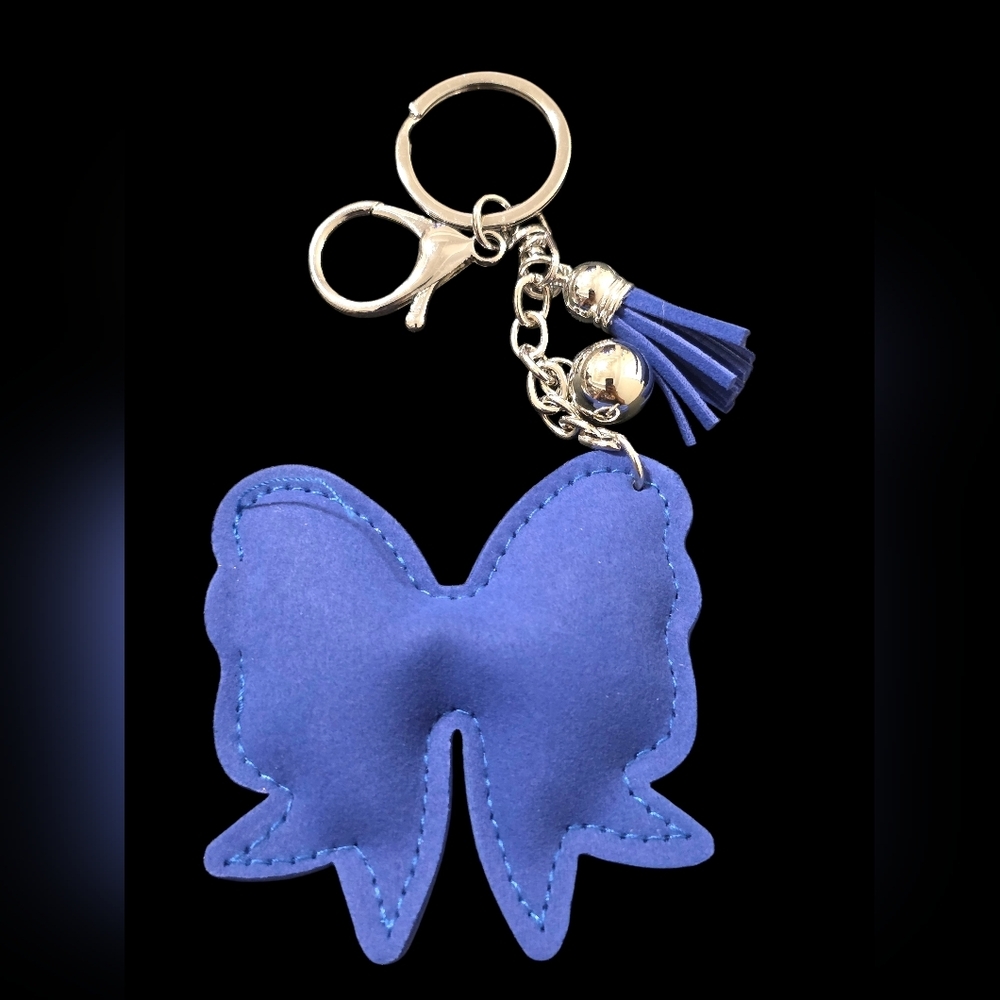 Blue Rhinestone Bow Bag Charm Keychain - Picture 2 of 2